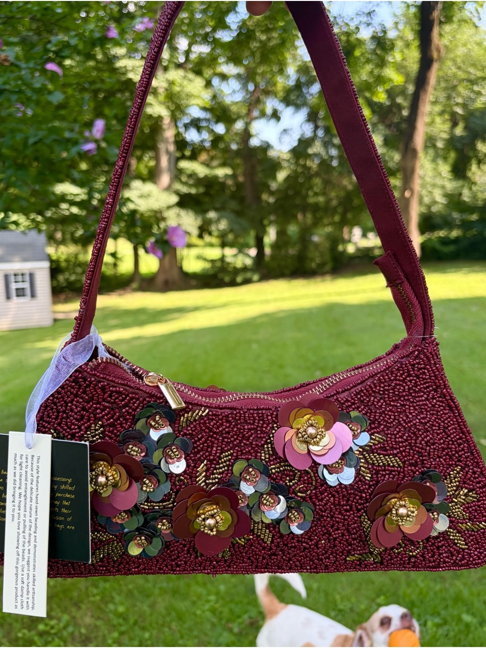 NTW Viral Bohemian Chic Floral Sequin Burgundy Beaded Bag for Fall! - Picture 2 of 8